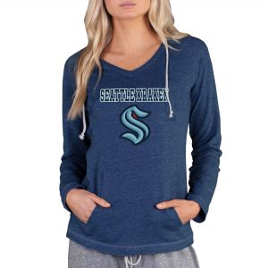 Concepts Sport Seattle Kraken Women’s Navy Mainstream Terry Hoodie T-Shirt